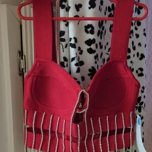 Hera Collection Pink Embellished Bustier Tank Top